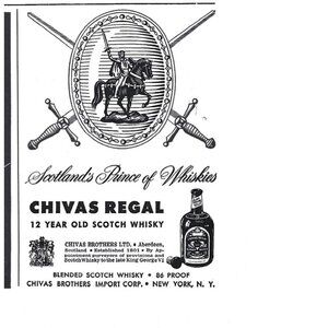 Chivas Regal Prince of Whisky Scotland 1950s Vintage Print Ad 9 inch Tall